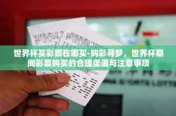 世界杯买彩票在哪买-购彩寻梦，世界杯期间彩票购买的合理渠道与注意事项