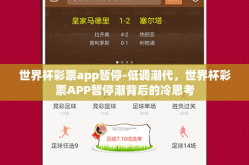 世界杯彩票app暂停-低调潮代，世界杯彩票APP暂停潮背后的冷思考