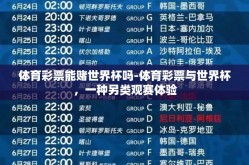 体育彩票能赌世界杯吗-体育彩票与世界杯，一种另类观赛体验