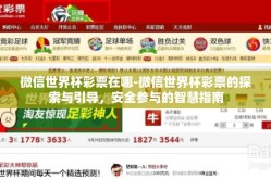 微信世界杯彩票在哪-微信世界杯彩票的探索与引导，安全参与的智慧指南