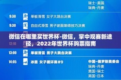 微信在哪里买世界杯-微信，掌中观赛新途径，2022年世界杯购票指南