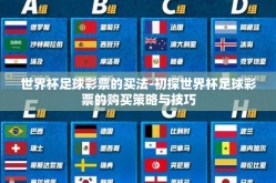 世界杯足球彩票的买法-初探世界杯足球彩票的购买策略与技巧