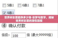 世界杯彩票能挣多少钱-彩梦与数字，揭秘世界杯彩票的潜在回报