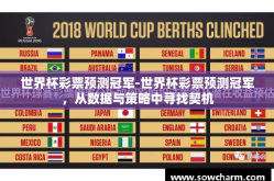 世界杯彩票预测冠军-世界杯彩票预测冠军，从数据与策略中寻找契机