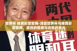 世界杯 体育彩票官网-浅尝世界杯与体育彩票官网，激昂的情感与合规的参与