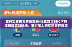 支付宝买世界杯彩票吗-探索数字时代下的体育彩票新玩法，支付宝上购买世界杯彩票的便捷与挑战
