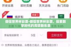 微信世界杯彩票-微信世界杯彩票，探索数字时代的竞猜新乐章