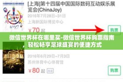 微信世界杯在哪里买-微信世界杯购票指南，轻松畅享足球盛宴的便捷方式