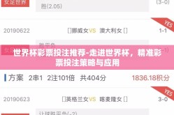世界杯彩票投注推荐-走进世界杯，精准彩票投注策略与应用