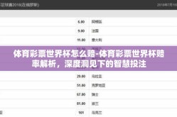 体育彩票世界杯怎么赔-体育彩票世界杯赔率解析，深度洞见下的智慧投注
