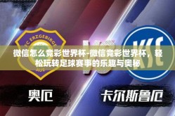 微信怎么竞彩世界杯-微信竞彩世界杯，轻松玩转足球赛事的乐趣与奥秘
