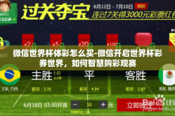 微信世界杯体彩怎么买-微信开启世界杯彩券世界，如何智慧购彩观赛