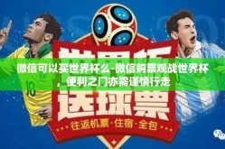 微信可以买世界杯么-微信购票观战世界杯，便利之门亦需谨慎行走