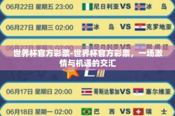 世界杯官方彩票-世界杯官方彩票，一场激情与机遇的交汇