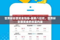 世界杯彩票奖金包括-星期八狂欢，世界杯彩票奖金的丰富内涵