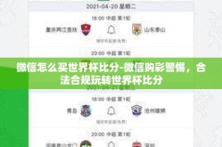 微信怎么买世界杯比分-微信购彩警惕，合法合规玩转世界杯比分