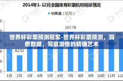 世界杯彩票预测冠军-世界杯彩票预测，洞悉数据，驾驭激情的精确艺术