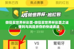 微信买世界杯彩票-微信买世界杯彩票之谜，便利与风险并存的快速通道
