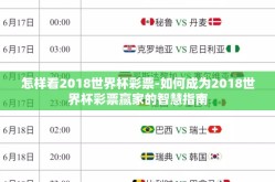 怎样看2018世界杯彩票-如何成为2018世界杯彩票赢家的智慧指南