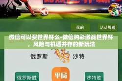 微信可以买世界杯么-微信购彩激战世界杯，风险与机遇并存的新玩法