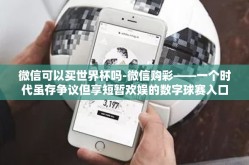 微信可以买世界杯吗-微信购彩——一个时代虽存争议但享短暂欢娱的数字球赛入口