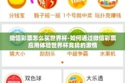 微信彩票怎么买世界杯-如何通过微信彩票应用体验世界杯竞猜的激情