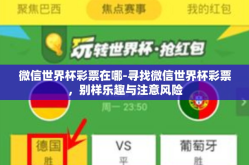 微信世界杯彩票在哪-寻找微信世界杯彩票，别样乐趣与注意风险