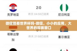 微信能看世界杯吗-微信，小小的应用，大世界的观赛窗口