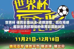 世界杯 体育彩票玩法-点燃激情，赢在预感，解锁世界杯期间的体育彩票新玩法