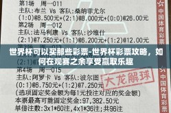 世界杯可以买那些彩票-世界杯彩票攻略，如何在观赛之余享受赢取乐趣