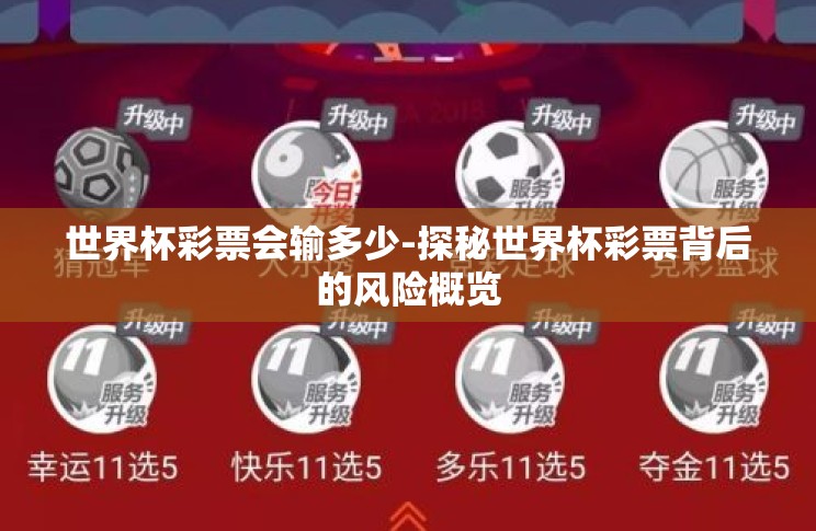 世界杯彩票会输多少-探秘世界杯彩票背后的风险概览