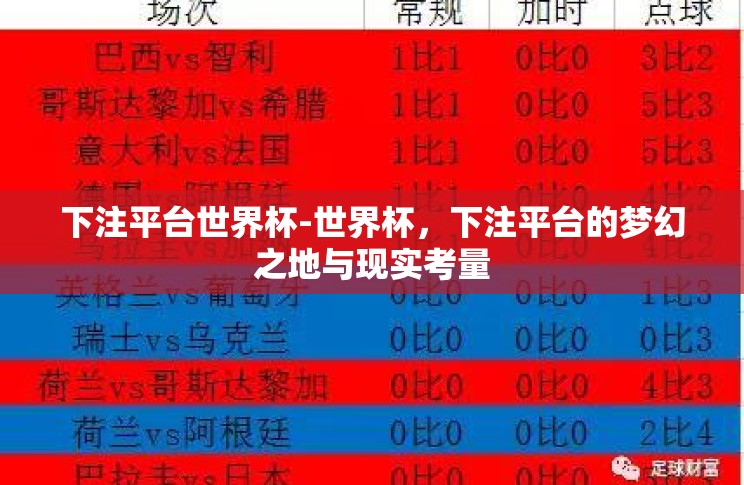下注平台世界杯-世界杯,下注平台的梦幻之地与现实考量 下注平台世界杯-世界杯,下注平台的梦幻之地与现实考量