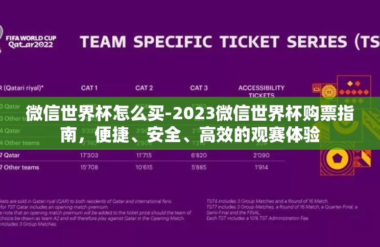 微信世界杯怎么买-2023微信世界杯购票指南,便捷、安全、高效的观赛体验 微信世界杯怎么买-2023微信世界杯购票指南,便捷、安全、高效的观赛体验
