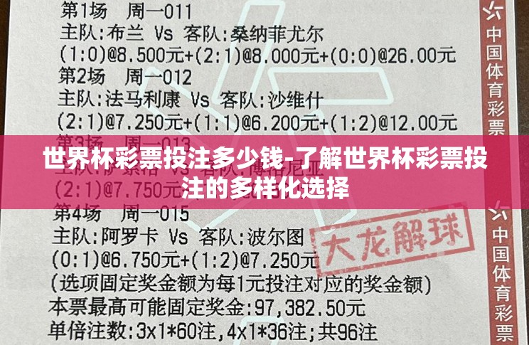 世界杯彩票投注多少钱-了解世界杯彩票投注的多样化选择 世界杯彩票投注多少钱-了解世界杯彩票投注的多样化选择