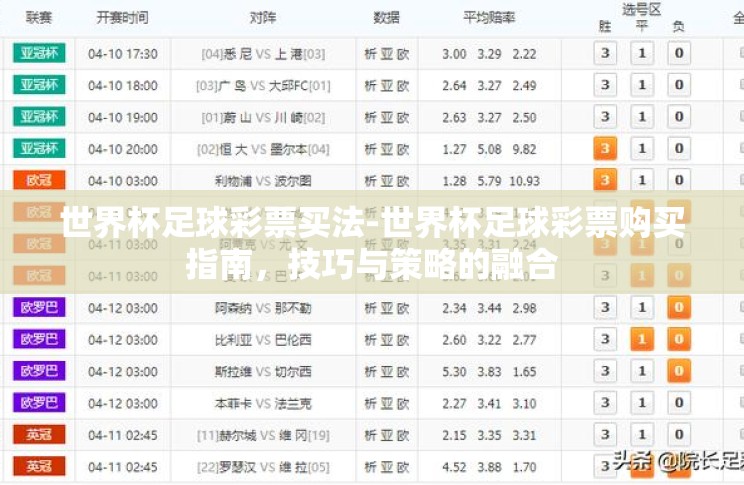 世界杯足球彩票买法-世界杯足球彩票购买指南，技巧与策略的融合