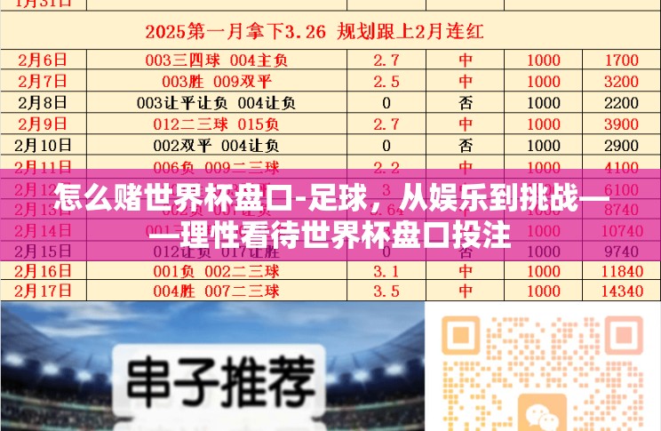 怎么赌世界杯盘口-足球，从娱乐到挑战——理性看待世界杯盘口投注