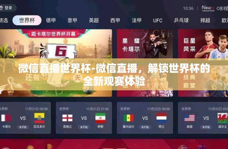 微信直播世界杯-微信直播,解锁世界杯的全新观赛体验 微信直播世界杯-微信直播,解锁世界杯的全新观赛体验