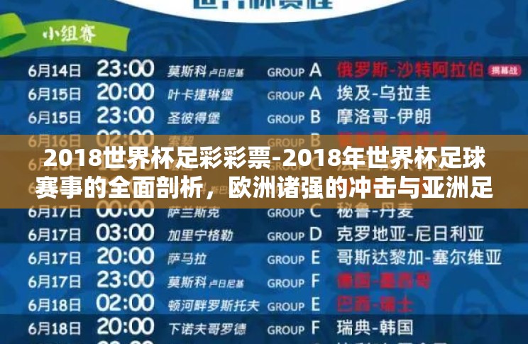 2018世界杯足彩彩票-2018年世界杯足球赛事的全面剖析,欧洲诸强的冲击与亚洲足球的惊艳亮相 2018世界杯足彩彩票-2018年世界杯足球赛事的全面剖析,欧洲诸强的冲击与亚洲足球的惊艳亮相