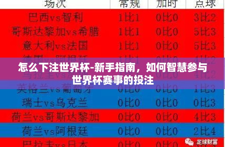 怎么下注世界杯-新手指南,如何智慧参与世界杯赛事的投注 怎么下注世界杯-新手指南,如何智慧参与世界杯赛事的投注