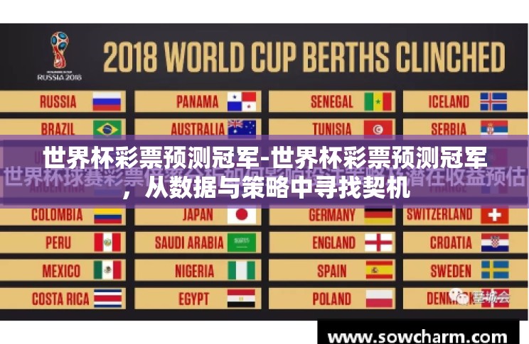 世界杯彩票预测冠军-世界杯彩票预测冠军,从数据与策略中寻找契机 世界杯彩票预测冠军-世界杯彩票预测冠军,从数据与策略中寻找契机