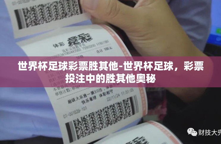 世界杯足球彩票胜其他-世界杯足球,彩票投注中的胜其他奥秘 世界杯足球彩票胜其他-世界杯足球,彩票投注中的胜其他奥秘