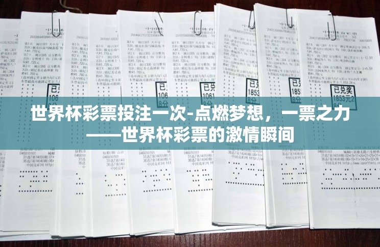 世界杯彩票投注一次-点燃梦想，一票之力——世界杯彩票的激情瞬间