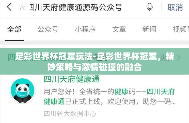 足彩世界杯冠军玩法-足彩世界杯冠军，精妙策略与激情碰撞的融合