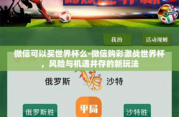 微信可以买世界杯么-微信购彩激战世界杯，风险与机遇并存的新玩法