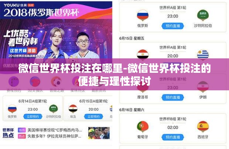 微信世界杯投注在哪里-微信世界杯投注的便捷与理性探讨 微信世界杯投注在哪里-微信世界杯投注的便捷与理性探讨