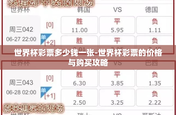 世界杯彩票多少钱一张-世界杯彩票的价格与购买攻略 世界杯彩票多少钱一张-世界杯彩票的价格与购买攻略